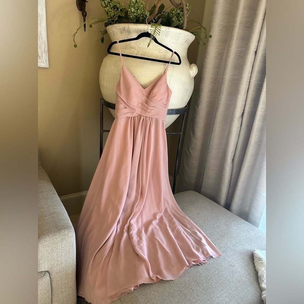 JJhouse dress A-line V-Neck Floor-Length Chiffon Bridesmaid Dress With Pleated - Picture 7 of 9